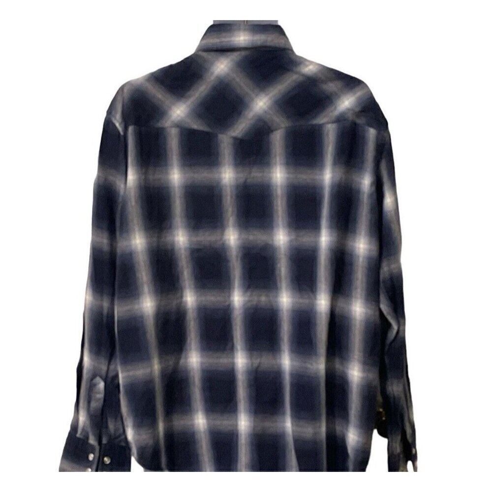 Cotton Rye Outfitters Snap Up Western Shirt Size XL Blue Plaid Long Sleeve - Picture 6 of 10